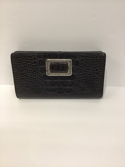 Brighton Black Leather Wallet w/Silver Accent