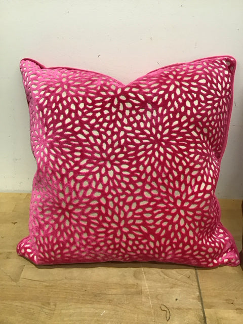 18" Hot Pink Velvet Burnout  Down Filled Pillow