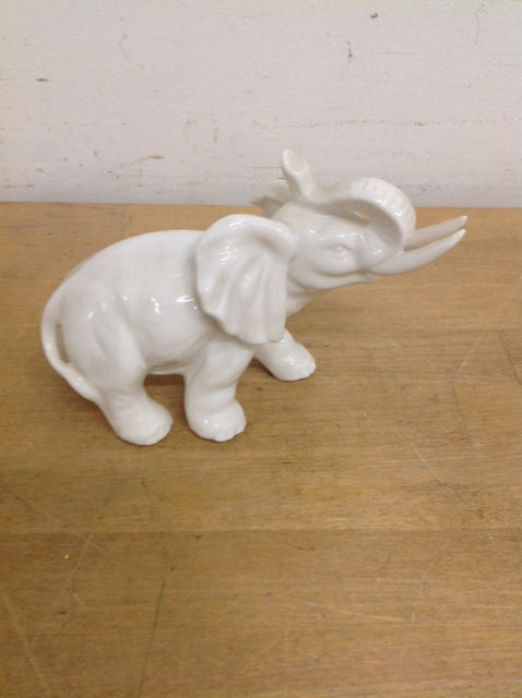 6" White Ceramic Elephant