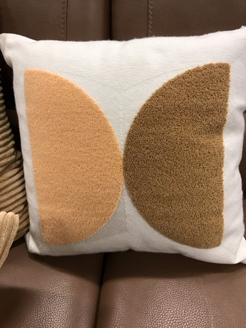 20" Cream W/Orange Tan Half Circles Pillow