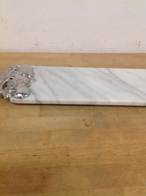 19" Marble Silver Fruit Cheese Board