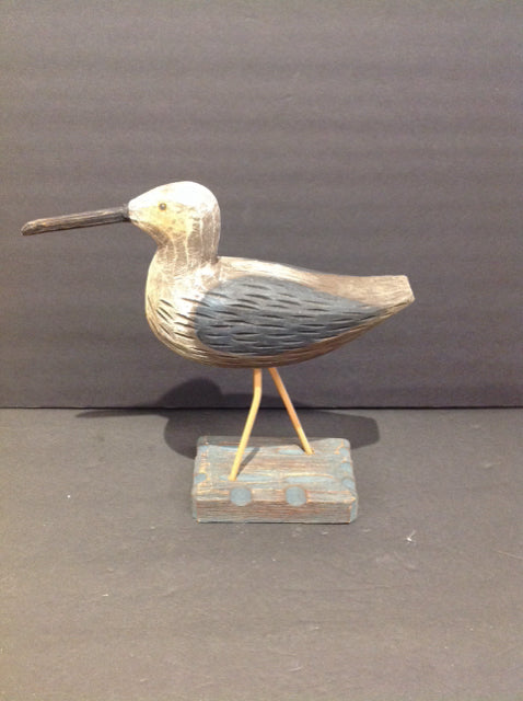 12" Wood Carved Bird Sculpture w/Base