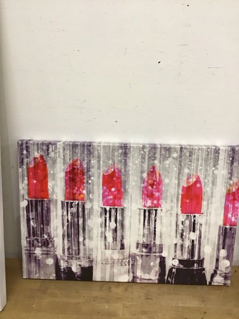 24"x16" "Silver Lipstick" By Oliver Gal Art