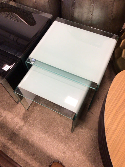 Tonin Casa Green Glass Nesting Tables