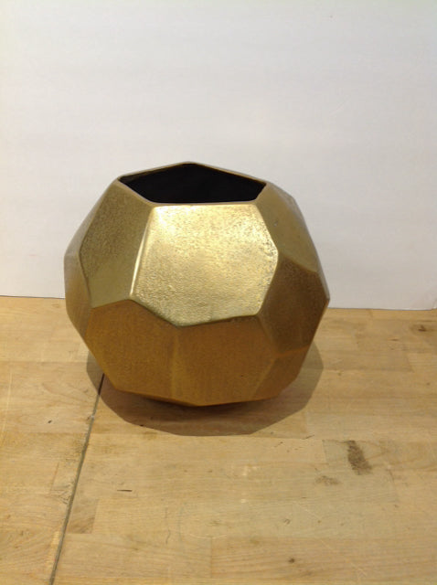 11" Gold Metal Geometric Vase