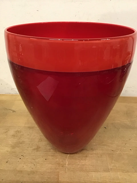 9.5" Mid Century Mod Red Glass Vase