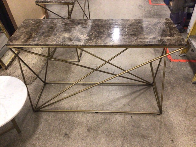 Geometric Marble Top Console Table