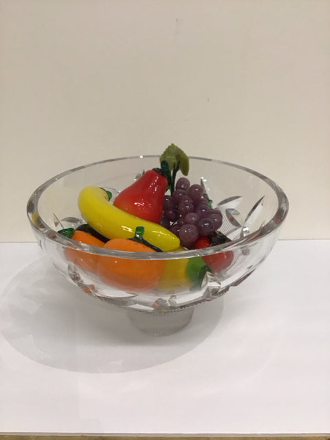 10" Crystal Vase w/Crystal Colored Fruit