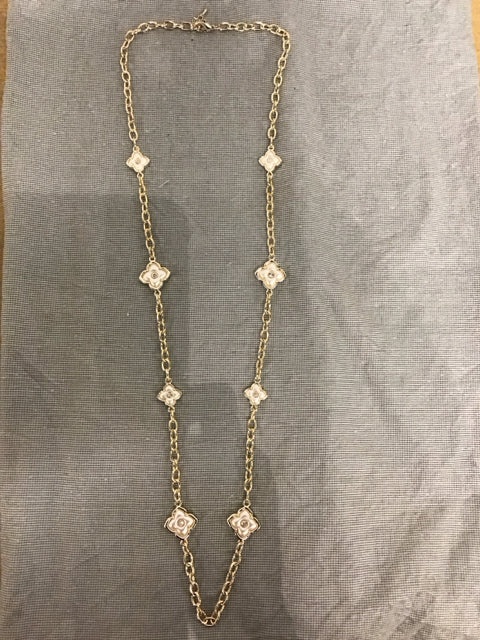 Necklace 36" Van Cleef Like Gold W/MOP Insets