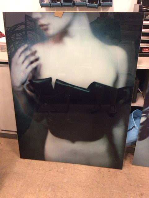 36" X 48" Woman W/Floral Acrylic W/Clete