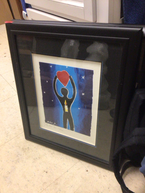 17" X 20" Black Framed Candle/Heart Print