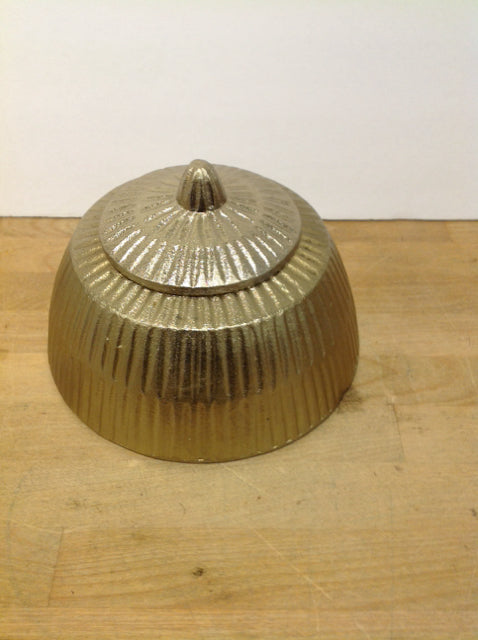 8" Round Gold Metal Canister w/Lid