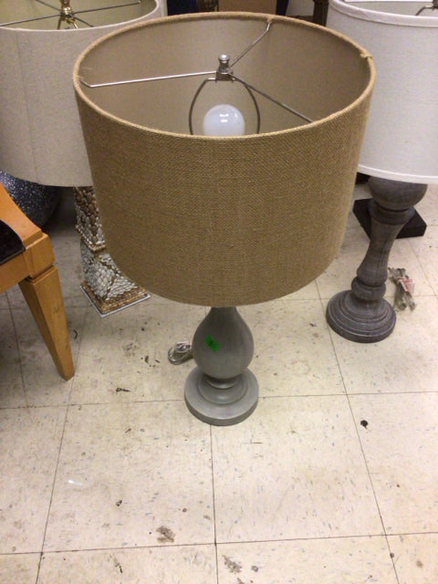 Light Grey Table Lamp W/Shade