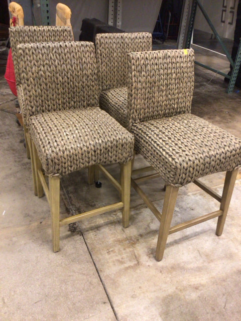 Set Of 4 PB Seagrass Woven Counter Stools