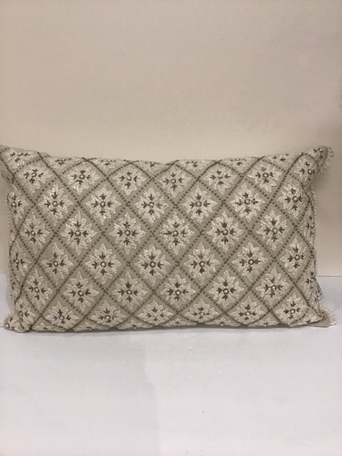 Grey Lumbar Pillow w/Beaded Design