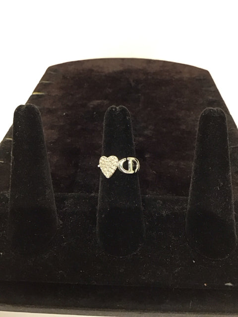 Silver Heart Pave Ring