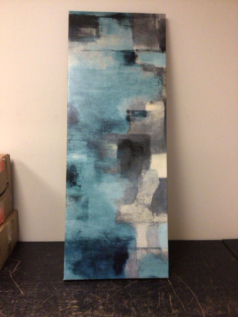 48" X 18"Blue Contemporary Print On Canvas