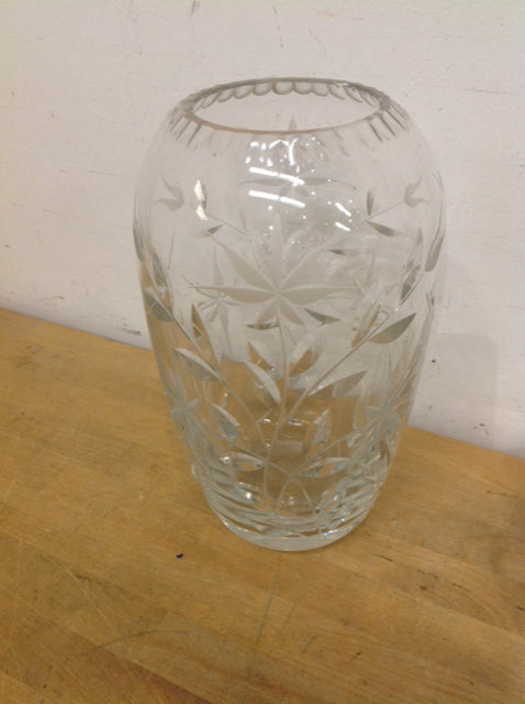 12" Cut Crystal Floral Vase