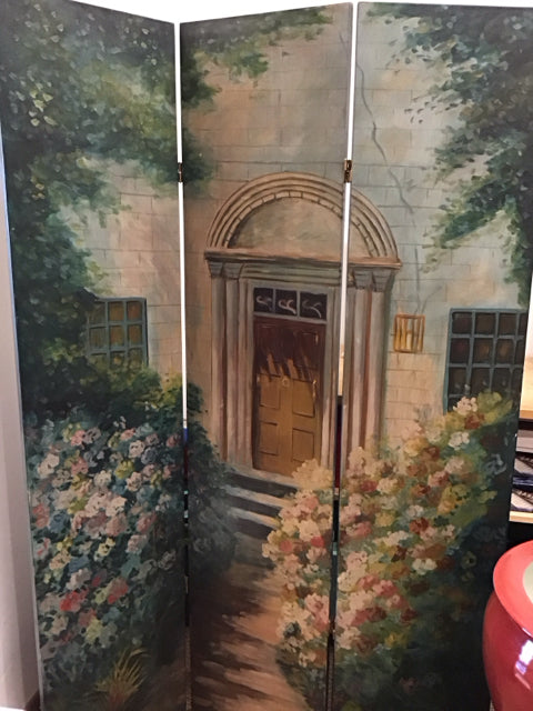 6' 3 Panel Wood Painted Screen