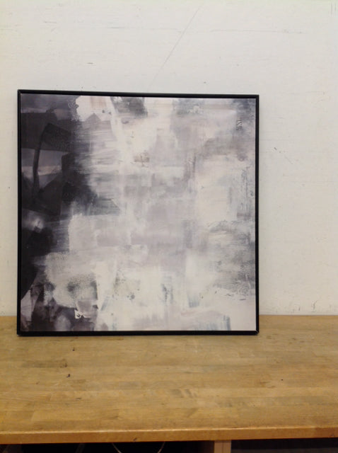 31" Sq Black/Grey Abstract Mixed Media Canvas
