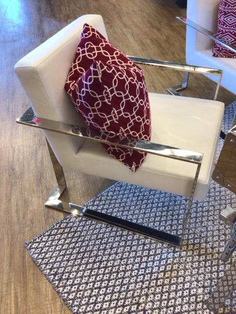 White Vinyl & Chrome Arm Chair