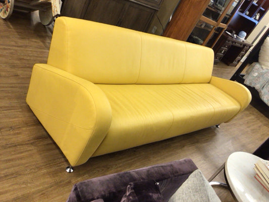 AS-IS Custom Lemon Leather Arm  Sofa