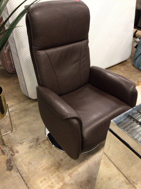 Brown Leather Swivel Recliner