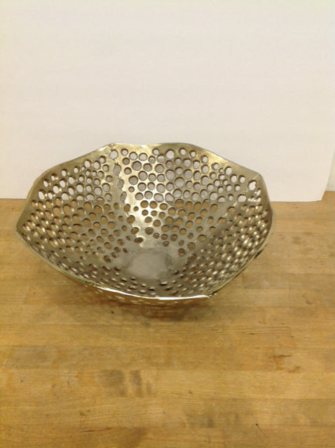 15.5" Gold Metal Bowl w/Decorative Holes