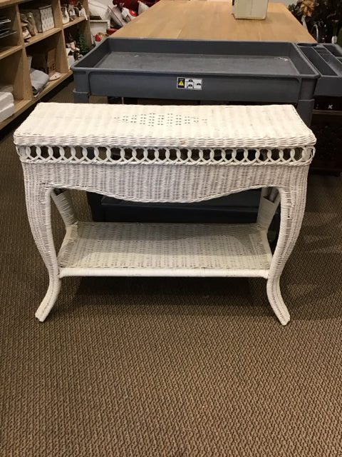 White Wicker Console Table