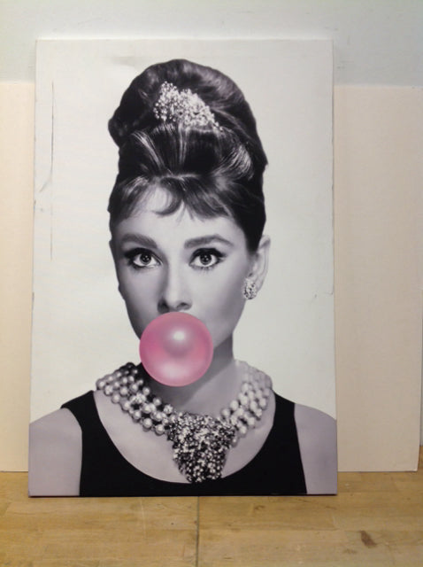 24x36 Audrey Print on Canvas AS-IS Stained