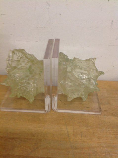 7" Vintage Lucite Shell Bookends