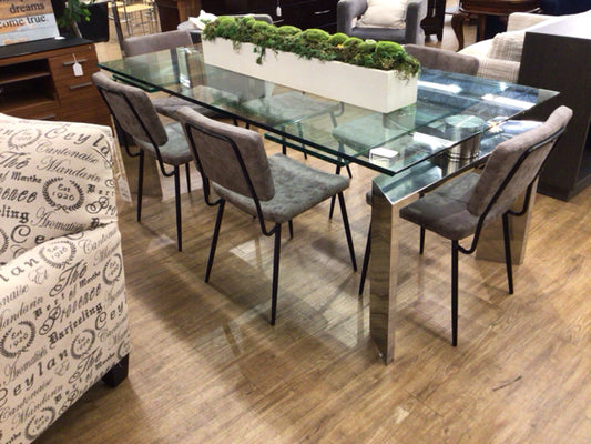 Set Of 6 Vinyl Metal Framed Dining Chairs