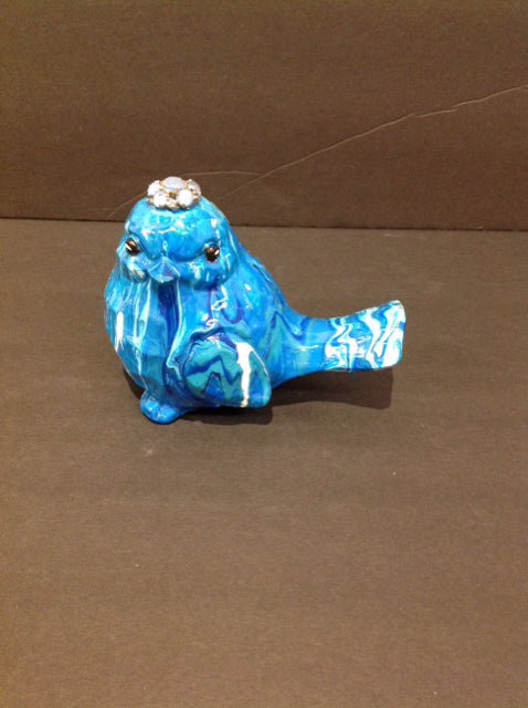 4.5x5 Blue Flow Bird "Pretty Birdie" Susan David