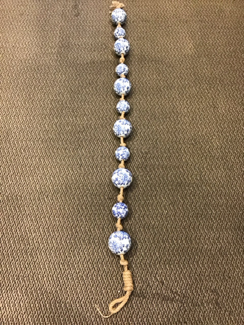 74" Porcelain Blue & White Tsuga Ball Garland
