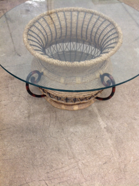 Coffee Table- Rattan & Glass