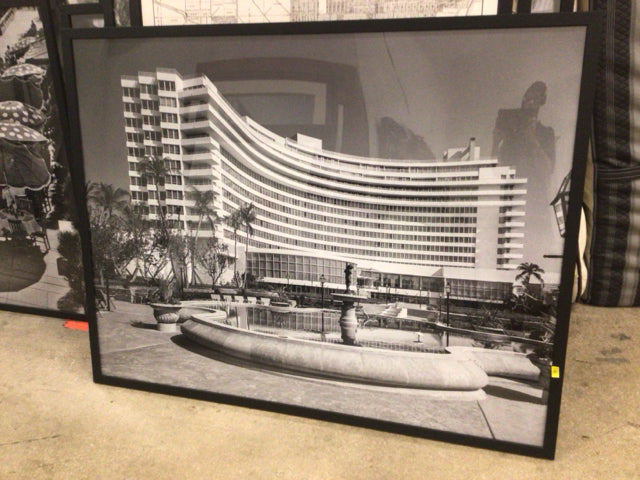62" X 48" Black & White Framed Miami Print
