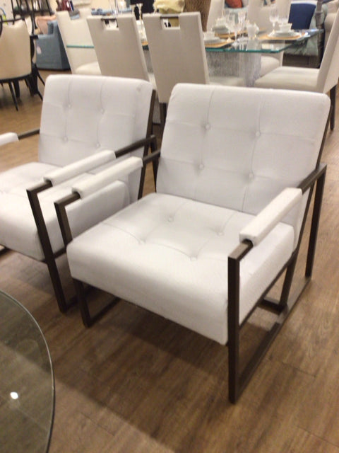 White Ostrich Embossed Vinyl Chair