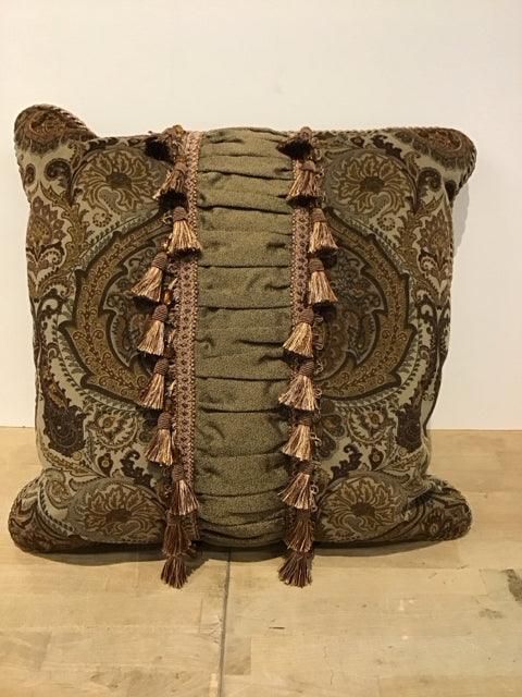 Michael Amini Brown Decorative Pillow w/Tassels