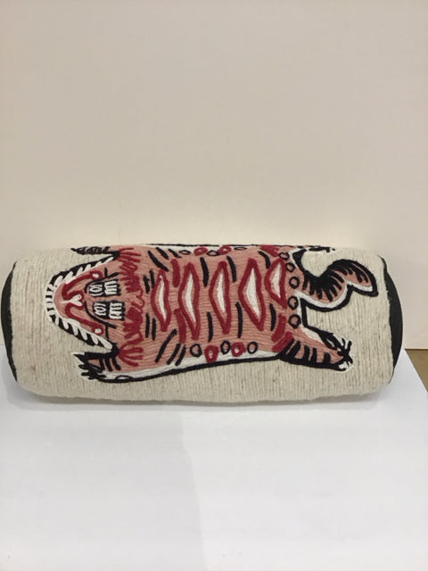 Wool Bolster w/Pink Tibetan Style Tiger