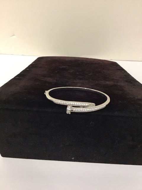 Cartier Style Silver/Pave Nail Bracelet