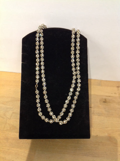 Two Strand Rhinestone Balls Necklace