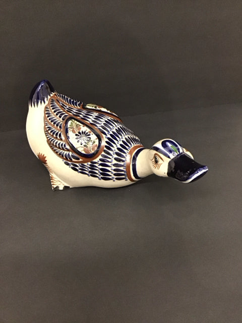 12" Hand Painted Mexican Pottery Duck