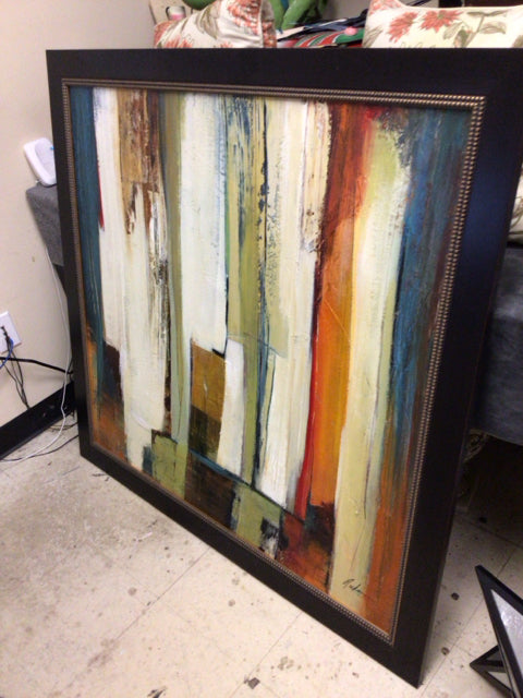 47 1/4" X 45 3/8" Jordan Framed Abstract Oil Painting On Canvas