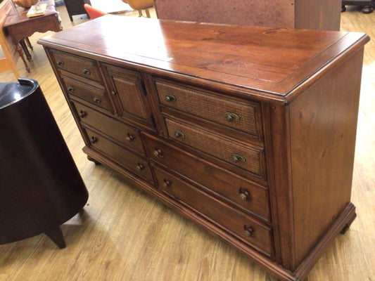 AS-IS TB Eight Drawer/One Door Dresser W/Mirror(Top Marks/Scratches)