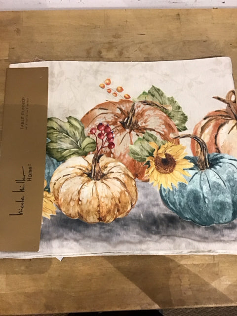 Nicole Miller 16"x72" Fall Pumpkin & Sunflower Runner