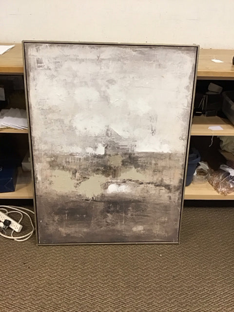 32x42 Framed Brown/Tan White Abstract