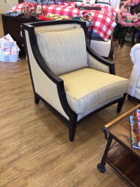 Vangaurd Tan Fabric & Wood Arm Chair