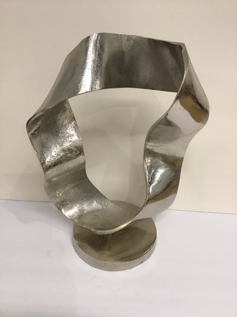 17" Silver Metal Abstract Sculpture