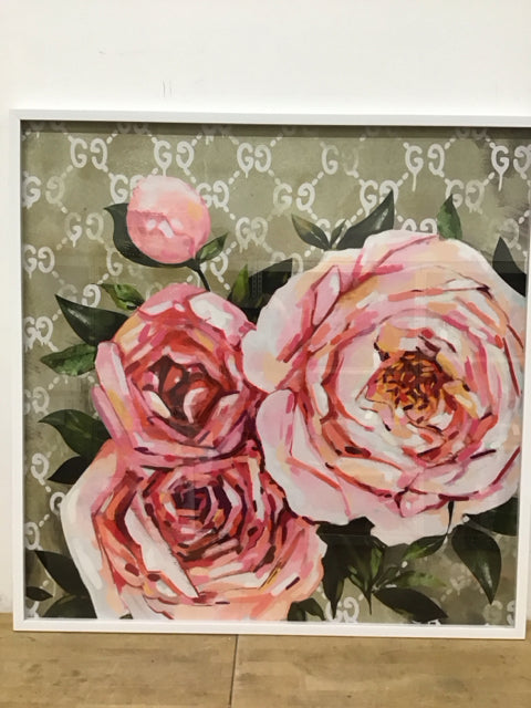 40" Square Pink Rose Art Print