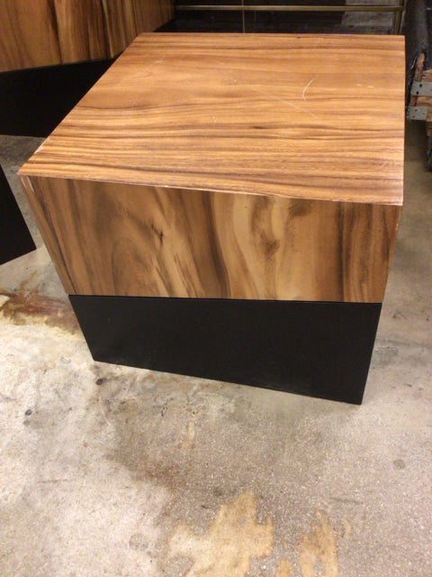 AS-IS 24" Square Wood & Metal End Table(Top Scratched)